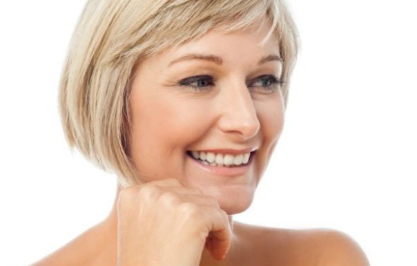 woman with short blonde hair