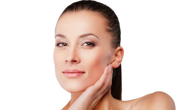 woman with her hair pulled back in a ponytail