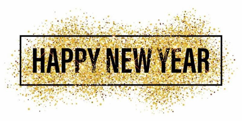 Happy New Year with gold glitter
